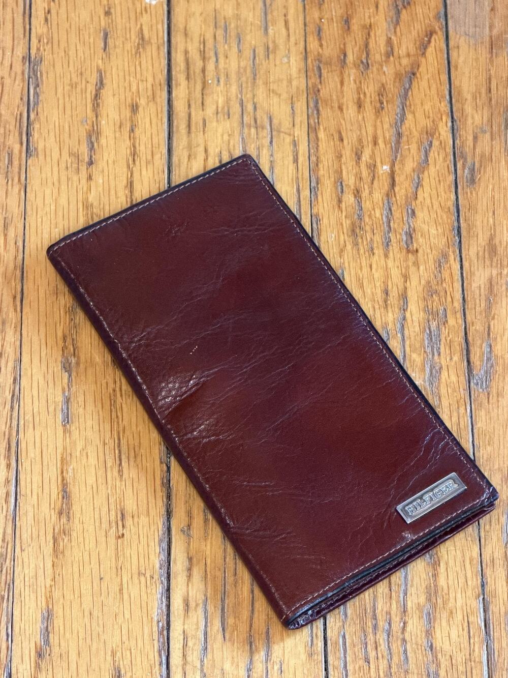 Tommy Hilfiger Wallet Mens One Size Brown Leather Long Bifold Checkbook Logo